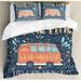 East Urban Home Hippie Motivational Inspiring Quote w/ Flowers Dots & Drop Like Ornaments Duvet Cover Set Microfiber in Blue/Orange | Queen | Wayfair