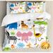 East Urban Home Animal Cute Set of Giraffe Elephant Zebra Turtle Nursery Baby Themed Cartoon Comic Print Duvet Cover Set Microfiber | King | Wayfair