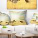 East Urban Home African Landscape Printed Sunset over Grassland w/ Zebras Throw Pillow Polyester/Polyfill blend | 18 H x 18 W x 5 D in | Wayfair