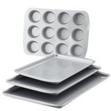 Farberware Nonstick Bakeware Set/Baking Pans, 4 Piece Steel in Gray | Wayfair 47360