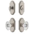 Grandeur Arc Short Plate Complete Entry Set w/ Single Cylinder Deadbolot and Biarritz Crystal Knob in Gray | 10.25 H x 2.5 W x 2.66 D in | Wayfair