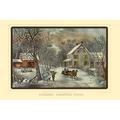 Buyenlarge 'American Homestead Winter' by Nathaniel Currier Painting Print in Brown/Gray | 24 H x 36 W x 1.5 D in | Wayfair 0-587-20897-xC2436