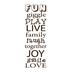 Fireside Home Play Word Set: Fun, Giggle, Play, Live, Family, Laugh, Together, Joy, Smile, Love Wall Decal Vinyl in Brown | 24 H x 8 W in | Wayfair