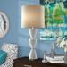 Latitude Run® Lakewood 38.5" Table Lamp Ceramic/Linen/Metal in Gray/White | 38.5 H x 16 W x 16 D in | Wayfair LTDR8154 41190331