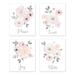Sweet Jojo Designs Watercolor Floral Art Paper Print in Pink/White | 10 H x 8 W x 0.1 D in | Wayfair 4P-Prints-WatercolorFloral-PK-GY