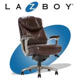 Cantania La-Z-Boy Executive Office Chair w/ AIR Lumbar Technology & Memory Foam Cushions Metal in Brown | 46.25 H x 26.57 W x 32 D in | Wayfair