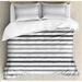 Ambesonne Striped Stripes Monochrome Tone Brush Style Duvet Cover Set Microfiber in Gray/White | King | Wayfair nev_20770_king