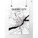 OurPoster.com 'Quebec City City Map' Graphic Art Print Poster in Ink Paper in Black/White | 24 H x 18 W x 0.05 D in | Wayfair OP-YQBC00EN