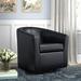 Barrel Chair - Red Barrel Studio® 28.5Cm Wide Swivel Barrel Chair Faux Leather/Wood/Polyester in Black | 29 H x 28.5 W x 28.5 D in | Wayfair