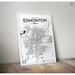 OurPoster.com 'Edmonton City Map' Graphic Art Print Poster in Ink Paper in Black/White | 17 H x 11 W x 0.05 D in | Wayfair OP-YEGA00EN