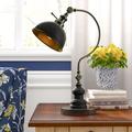 Alcott Hill® Malagrida 2 Point Adjustable Goose Neck 22" Arched Table Lamp Metal in Black/Yellow | 22 H x 13 W x 18 D in | Wayfair