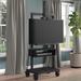 Williston Forge Cassilis Belpre Fixed Floor Stand Mount for 47" - 50" Screens w/ Shelving, Holds up to 200 lbs, Solid Wood in Black | Wayfair