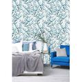 Highland Dunes Mylene Removable Leave 10' L x 25" W Peel and Stick Wallpaper Roll Vinyl in Blue/White | 25 W in | Wayfair