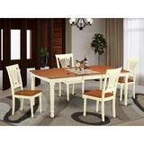 August Grove® Carmel Butterfly Leaf Rubberwood Solid Wood Dining Set Wood in Brown/White | Wayfair 396C430ADCBF4897A2DD09535E8F7851