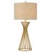 Etta Avenue™ Malaga 27.5" Champagne Gold Table Lamp Metal/Fabric in Brown/Yellow | 27.5 H x 12.5 W x 12.5 D in | Wayfair