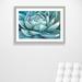 Bungalow Rose 'Cerulean Succulent' Framed Acrylic Painting Print Paper in Blue/White | 27 H x 37 W x 1.25 D in | Wayfair