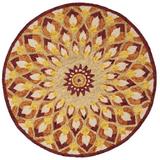 White 36 x 0.5 in Indoor Area Rug - World Menagerie Round Swind Floral Handmade Tufted Wool Rust/Gold Area Rug Wool | 36 W x 0.5 D in | Wayfair