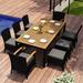 Beachcrest Home™ Laramie 9 Piece Teak Sunbrella Outdoor Dining Set w/ Cushions Wood/Teak in Brown/White | Wayfair 213DCB7E9A83446593639C6B941B8FB9