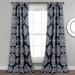 Karmen Medallion Room Darkening Window Curtain Panels Navy Set 52X84 - Half Moon 16T002482