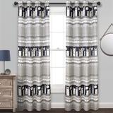 Llama Stripe Room Darkening Window Curtain Panels Navy 52X84 Set - Half Moon 16T003045