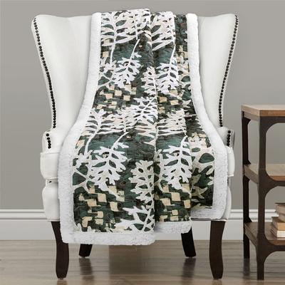 Camouflage Leaves Sherpa Throw Green - Lush Decor ...