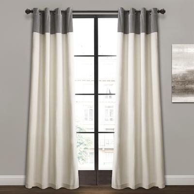 Milo Linen Window Curtain Panels Gray/Off White 52X84 Set - Lush Decor 16T003319