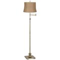 360 Lighting Westbury Natural Burlap Brass Adjustable Swing Arm Floor Lamp