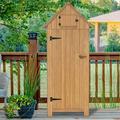 MCombo Garden 70.5" H x 25.6" W x 18.1" D Solid Wood Tool Shed in Gray/Brown | 70.5 H x 25.6 W x 18.1 D in | Wayfair 6056-0770EY