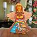 The Holiday Aisle® Christmas Keepsake Noah Ark Angel Hanging Figurine Ornament Wood in Blue/Brown/Orange | 5 H x 5 W x 1 D in | Wayfair