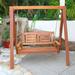 Darby Home Co Peggy Porch Swing w/ Stand Wood/Solid Wood in Brown | Wayfair 4E6E082ECFA34A9D80408934C3403D54