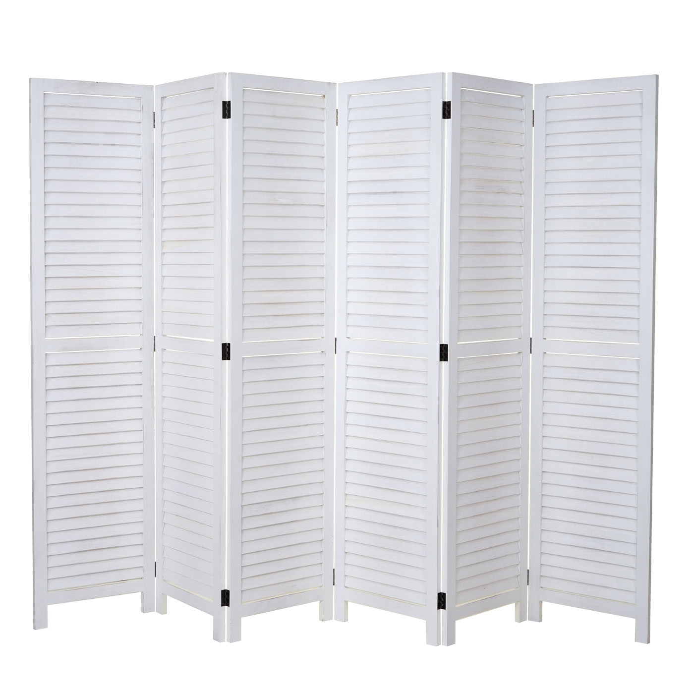 Paravent HWC-C30, Raumteiler Trennwand Sichtschutz, Shabby-Look Vintage, 170x243cm ~ weiß Image