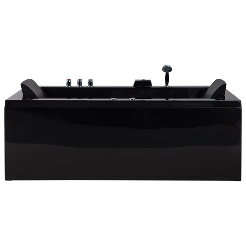 Whirlpool-Badewanne Schwarz mit Massagefunktion Rechtsseitig 183 x 90 cm Modern