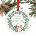 The Holiday Aisle® Personalized My First Christmas 2017 Ball Ornament Metal in Gray/White | 3.5 H x 3.5 W in | Wayfair