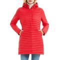Bellivera Women’s Quilted Hooded Coat/Jacket (3 Colors), Puffer Coat with 2 Hidden Zipped Pockets, Cotton Filling, Water Resistant, Red, S