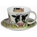 August Grove® Southall Please Shut Gate 2 Piece Bone China Teacup & Saucer Set Ceramic in Black/Brown/White | 4 H in | Wayfair