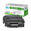 Inkjello Compatible Toner Cartridge Replacement for HP LaserJet Enterprise 500 Flow MFP M525c M525dn Enterprise 500 MFP M525f Enterprise P3015 P3015d P3015dn P3015x M521dn CE255A (Black, 2-Pack)