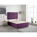 Bed Centre Plum Plush Velvet Fabric Divan Base Plus Matching Headboard and 4 Drawers 3ft 4ft 4ft6 5ft 6ft (4FT6 (Double))