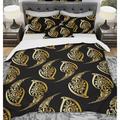 East Urban Home Designart Luxury Peacock Feathers Duvet Cover Set Microfiber in Black/Yellow | Twin Duvet Cover + 1 Sham | Wayfair