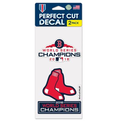 "WinCraft Boston Red Sox 2018 World Series Champions 2-Pack 4'' x 8'' Perfect Cut Decal Set"