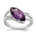 925 Sterling Silver Polished Marquise Amethyst and Diamond Ring Size N 1/2 Jewelry Gifts for Women