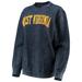 Women's Pressbox Navy West Virginia Mountaineers Comfy Cord Vintage Wash Basic Arch Pullover Sweatshirt