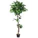 Costway 5.5 Feet Artificial Ficus Silk Tree with Wood Trunks