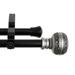 Fleur De Lis Living Meranda Black/Silver Adjustable 0.81" Double Curtain Rod, Steel in Black/Gray | 2.5 H x 53.75 W x 7.63 D in | Wayfair