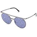 Armani Women's 0ar6069 Sunglasses, Gunmetal/Blueetampoflowersilver/Bluette, 56