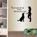 Winston Porter Dogs Do Speak Quote Girl & Dog Wall Decals Vinyl in Indigo | 22 H x 29 W in | Wayfair 9A89AEB866BE4F4DAC6EE9A661BDBC45