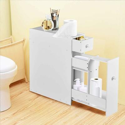 COSTWAY Badezimmerschrank Badschrank Nischenschrank schmal, 16 x 48 x 58 cm Seitenschrank, Image