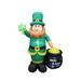 The Holiday Aisle® 6 Foot Tall Saint Patrick's Day Leprechaun Holding Shamrock w/ Pot Of Gold Yard Inflatable in Black/Green/Yellow | Wayfair