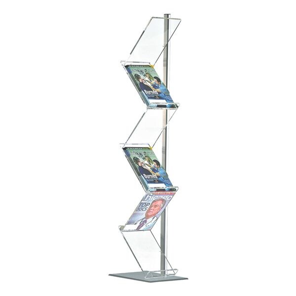 update displays Bodenprospektständer »Zick-Zack« 6x A4 einbeinig silber, 42x162x4.1 cm Image