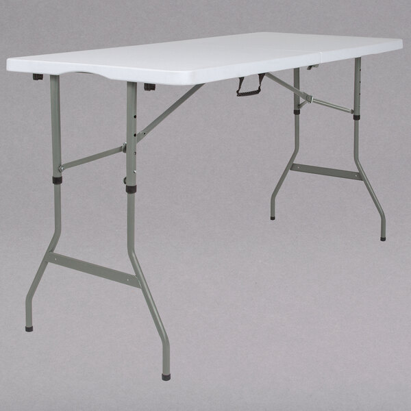 Flash Furniture RB-3050FH-ADJ-GG 30" x 60" Rectangular Height Adjustable Granite White Plastic Bi-Fold Folding Table