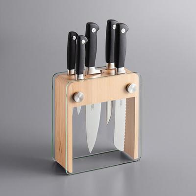 Mercer Culinary M20050 Genesis 6-Piece Wood / Glass Knife Block Set